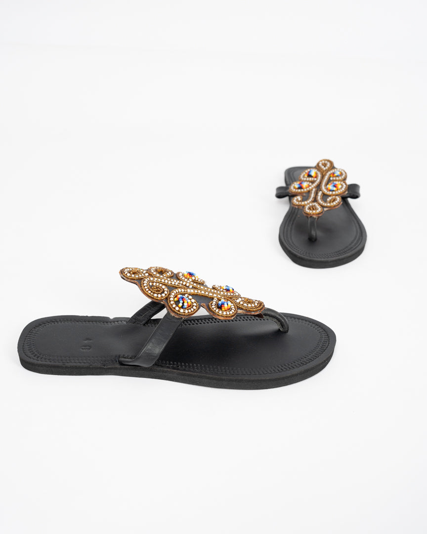 ”Tausi” Beaded leather sandals