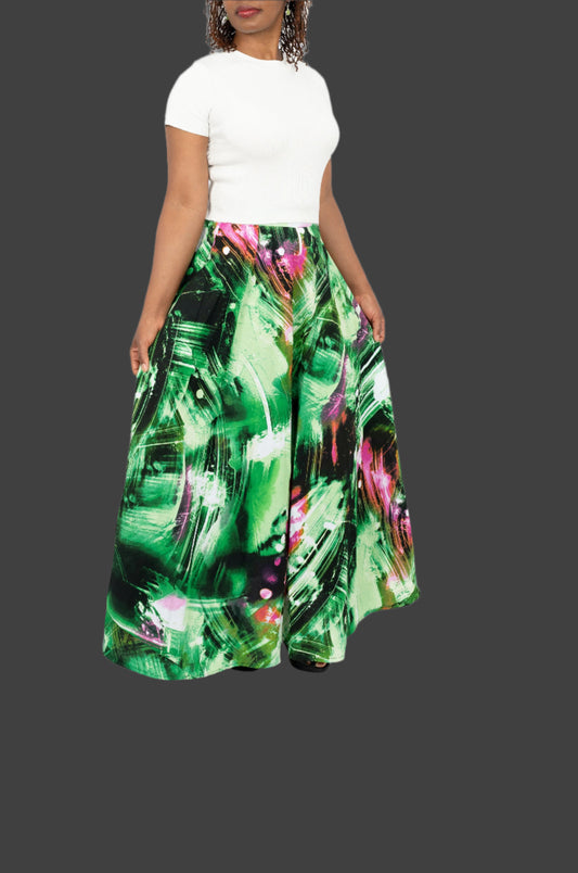 Multicolored ankle length flowing skirt