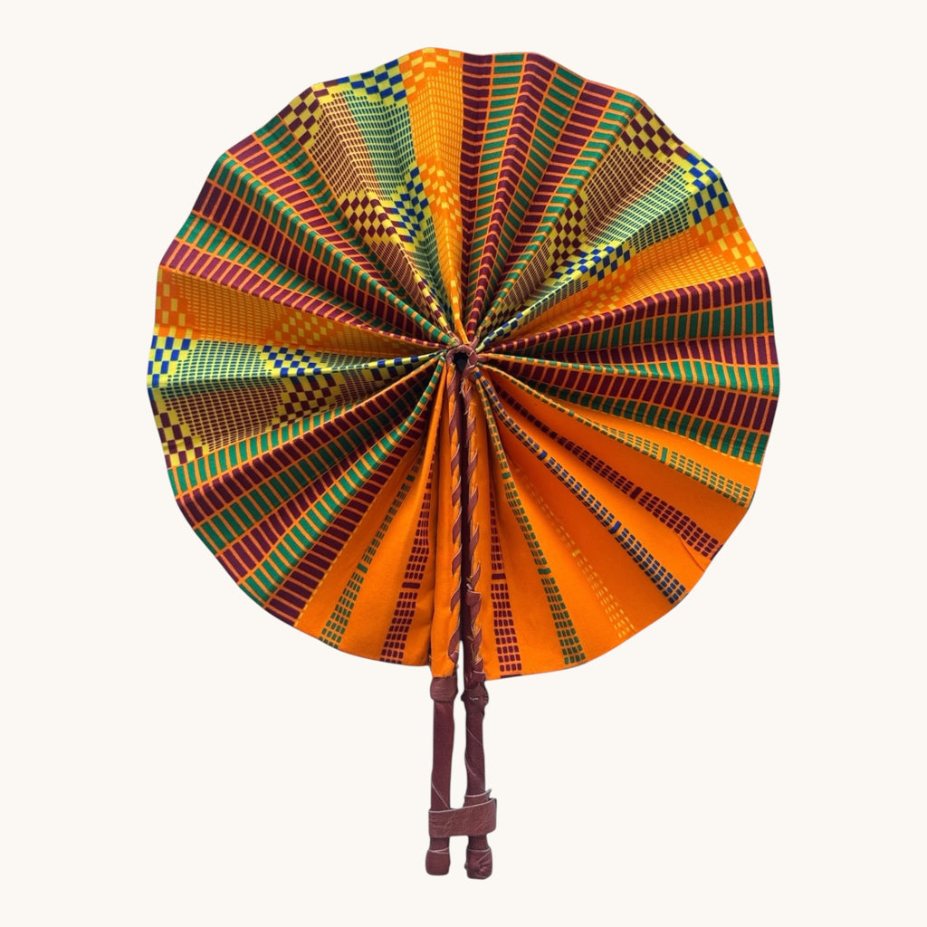 Mawimbi Handcrafted African Fan - Kente Sunrise