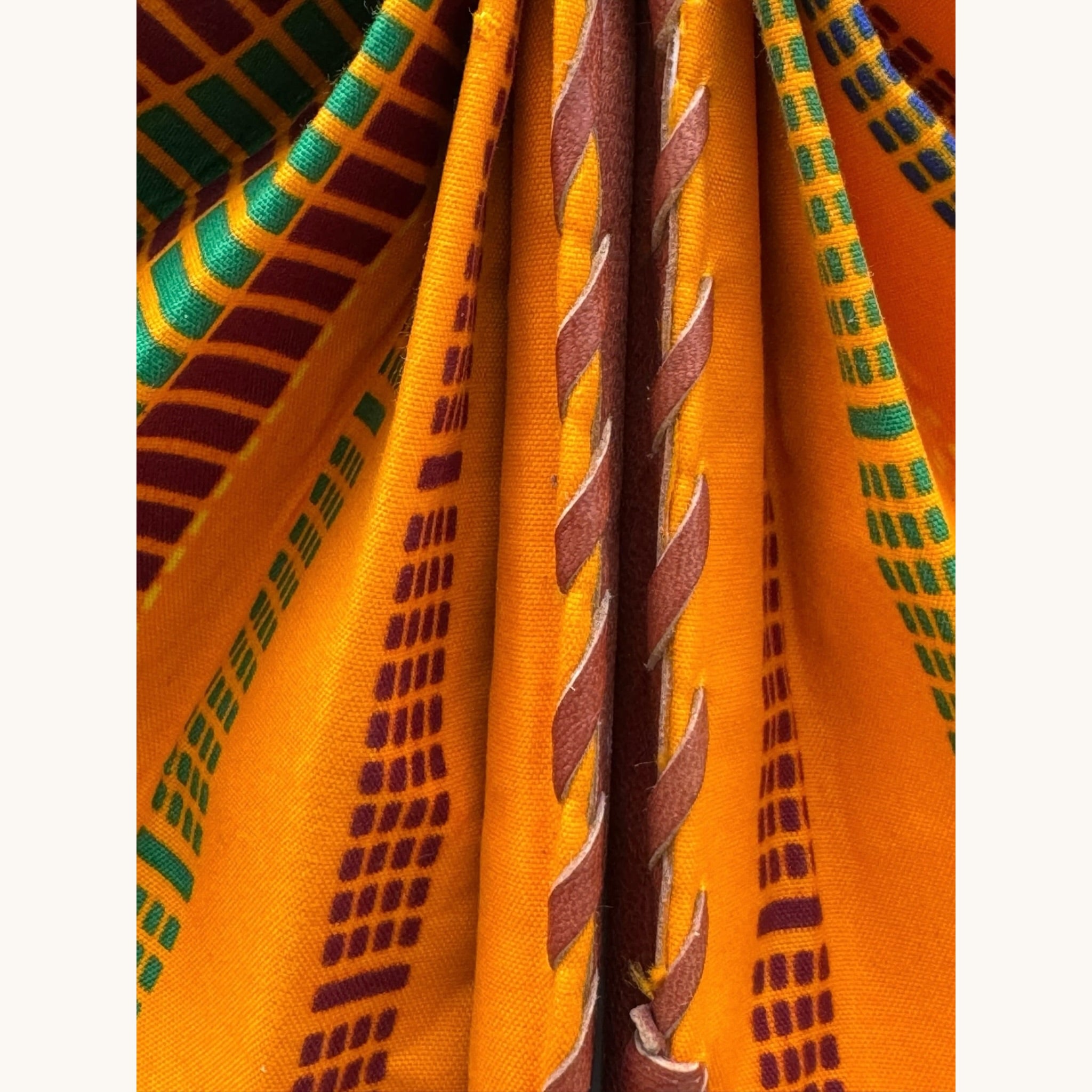 Mawimbi Handcrafted African Fan - Kente Sunrise
