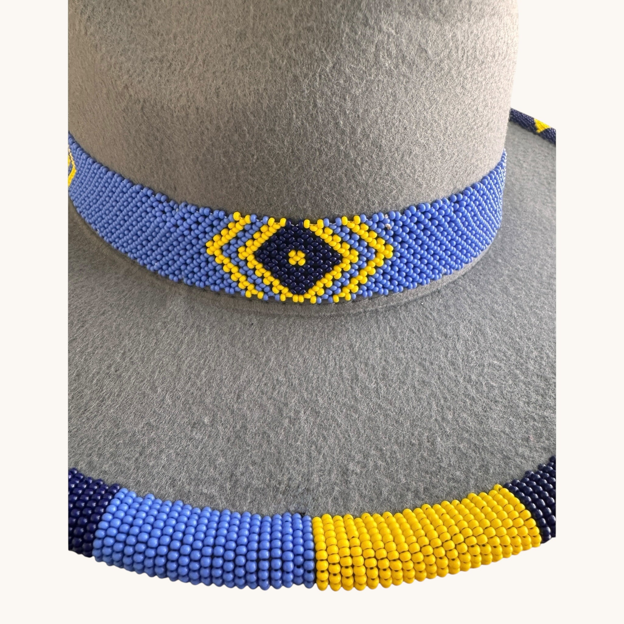 Anga Kenyan Beaded Fedora - Grey
