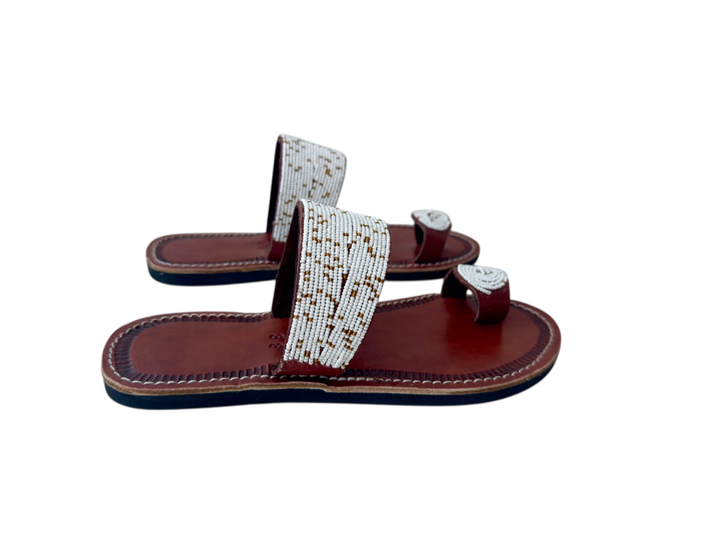 Neema Maasai Beaded Leather Sandals – Handcrafted African Minimalist Elegance