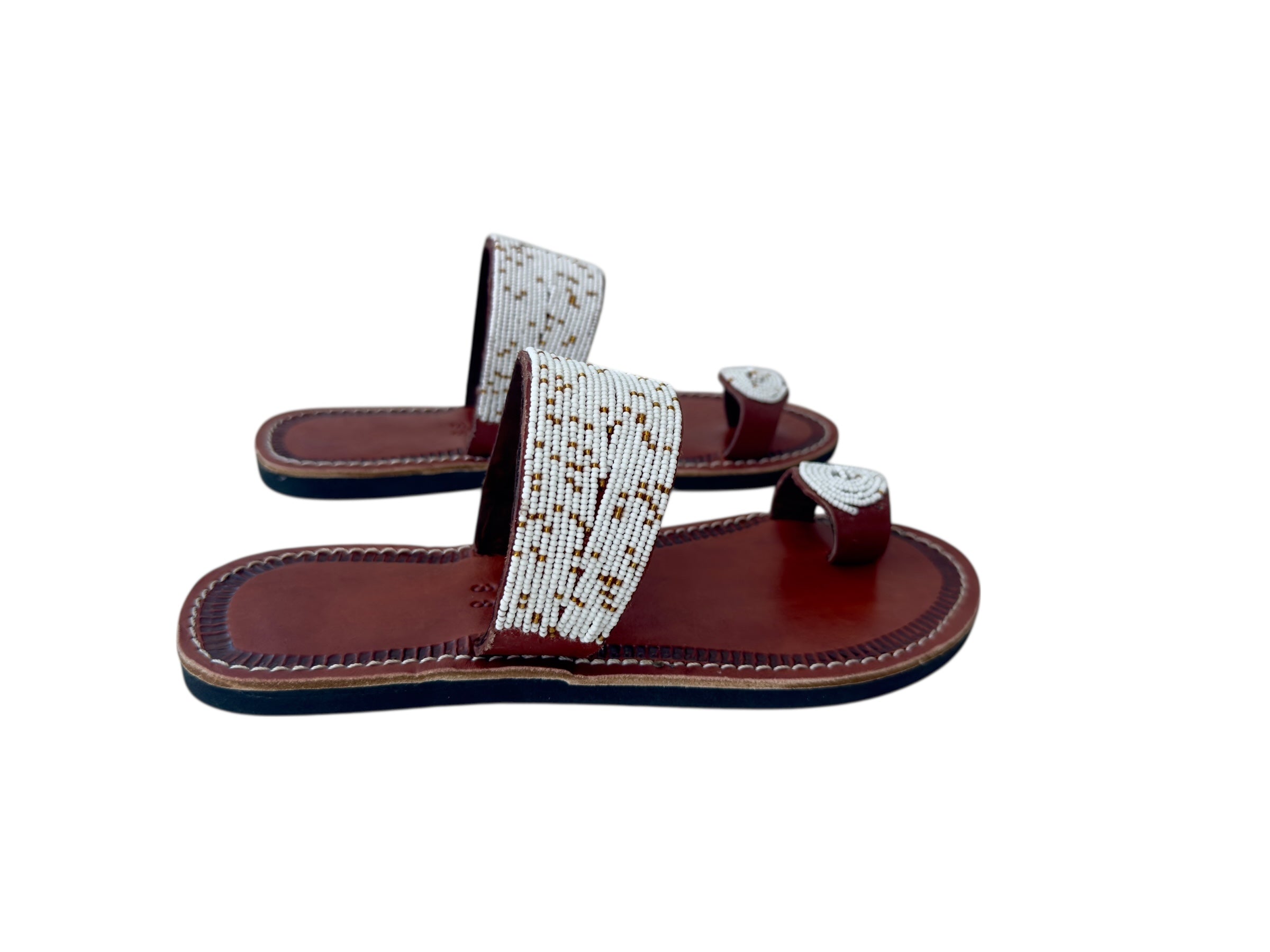 Neema Maasai Beaded Leather Sandals – Handcrafted African Minimalist Elegance