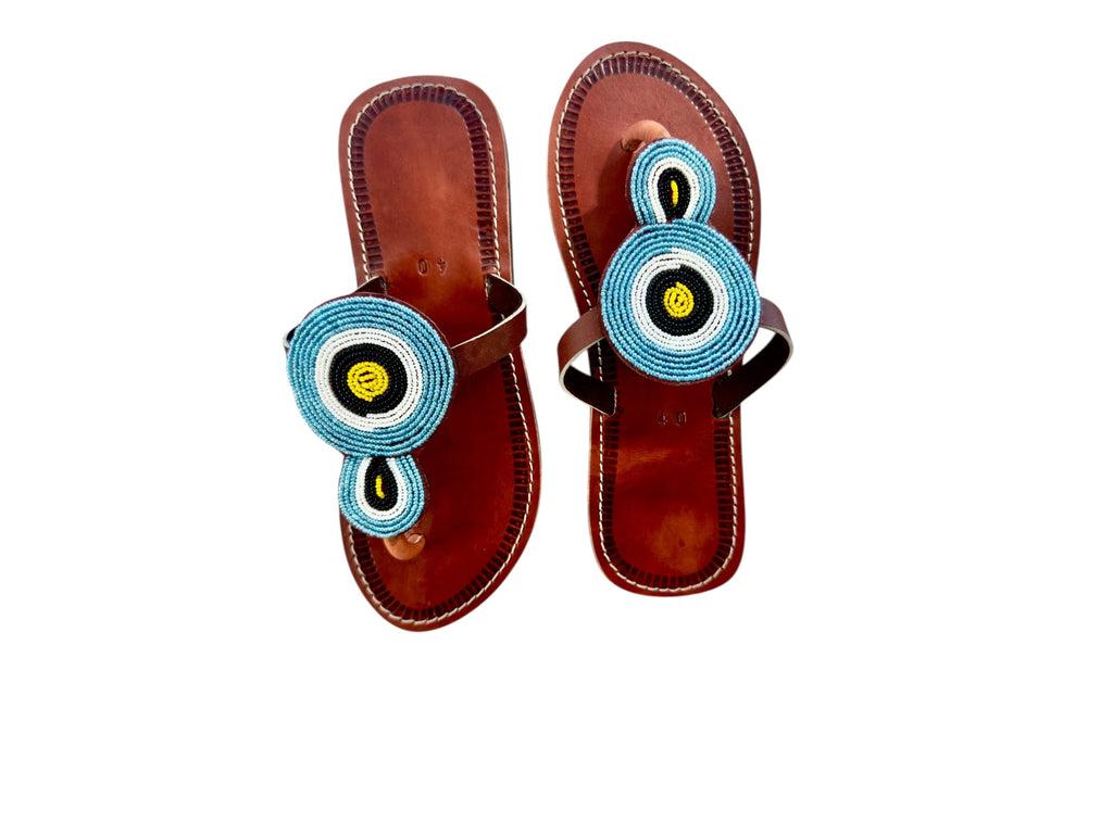 Imara Maasai Beaded Leather Sandals for Women – Handcrafted African Footwear
