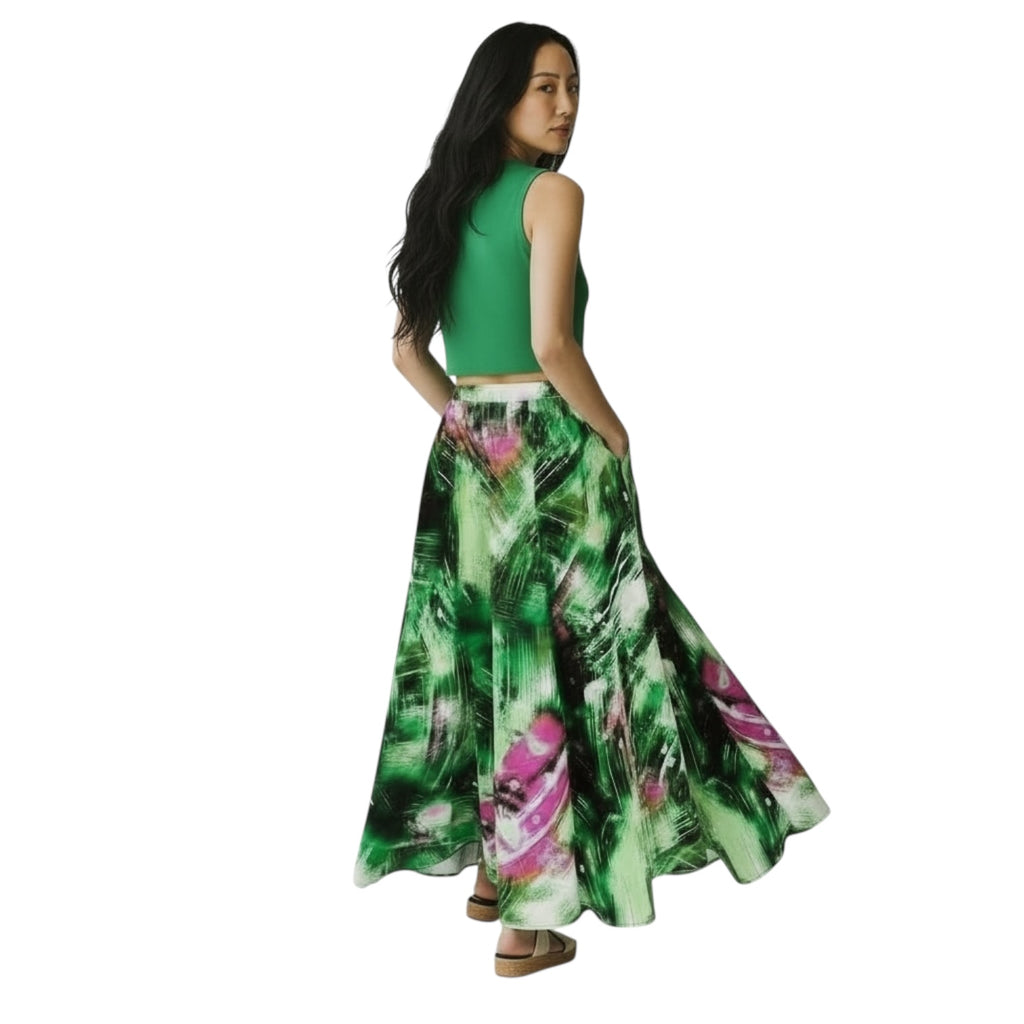 Hues by Kui – Ankara Swirl Maxi Skirt (100% Cotton)
