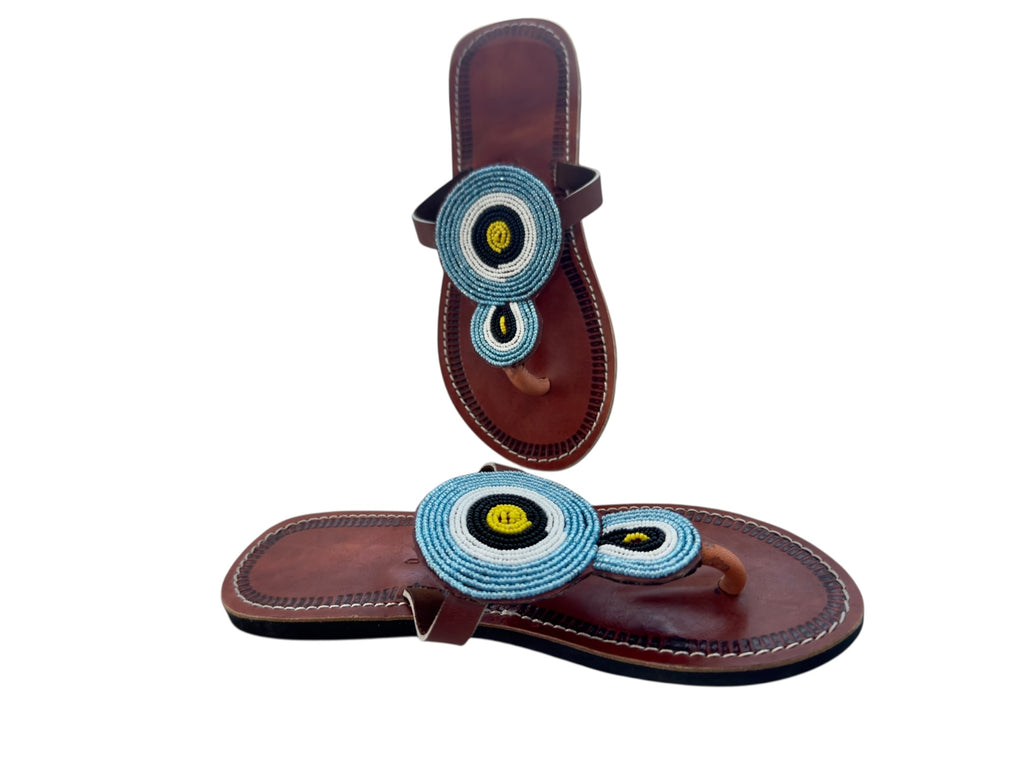 Imara Maasai Beaded Leather Sandals for Women – Handcrafted African Footwear