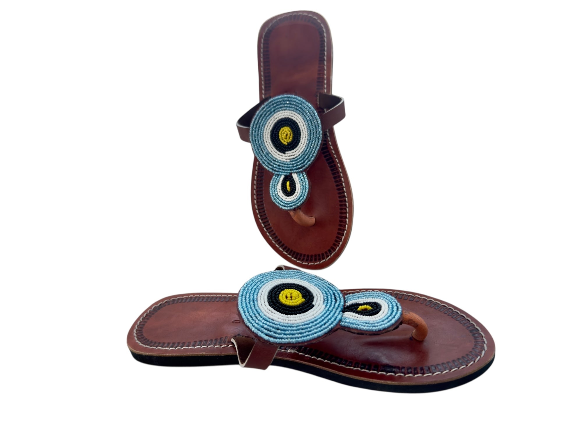 Imara Maasai Beaded Leather Sandals for Women – Handcrafted African Footwear