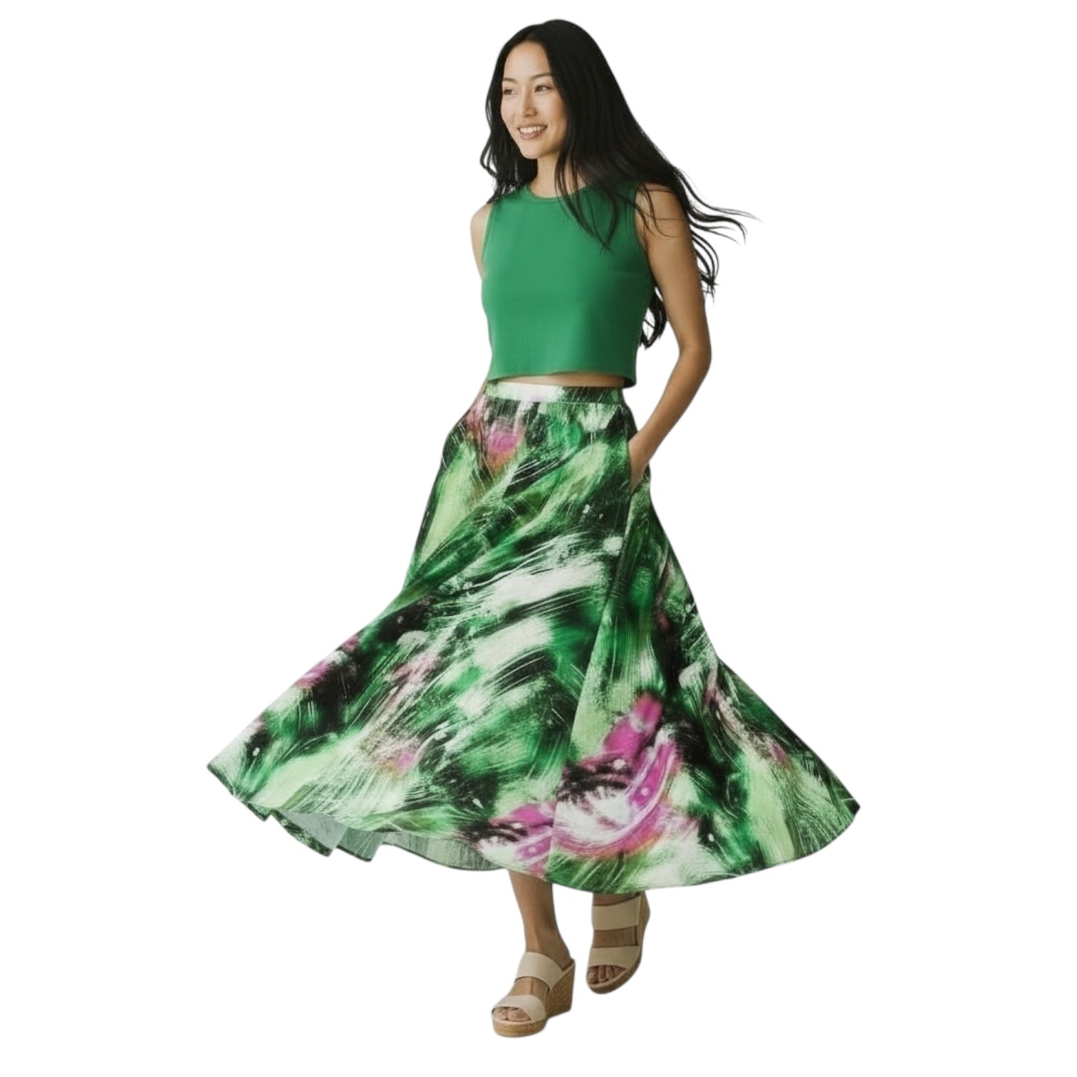 Hues by Kui – Ankara Swirl Maxi Skirt (100% Cotton)
