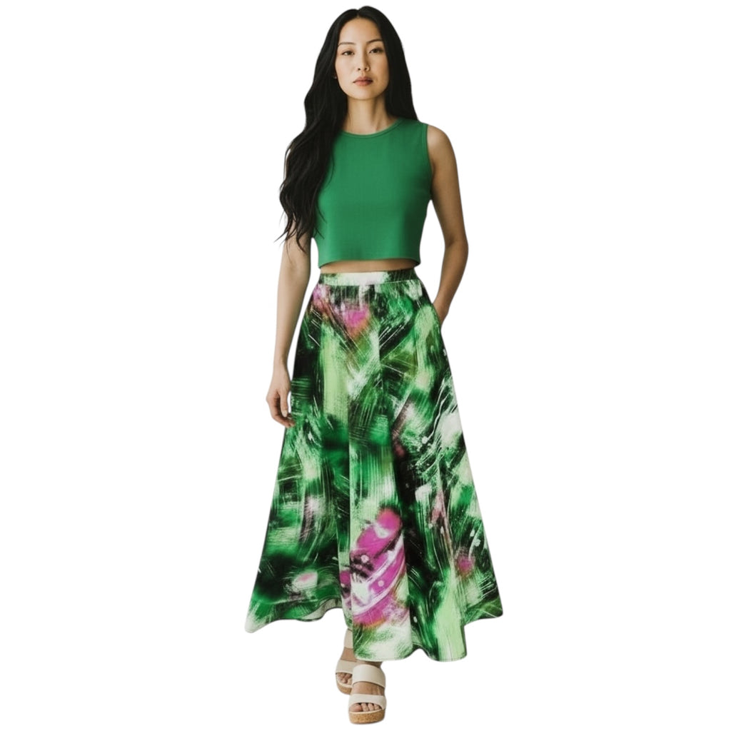 Hues by Kui – Ankara Swirl Maxi Skirt (100% Cotton)