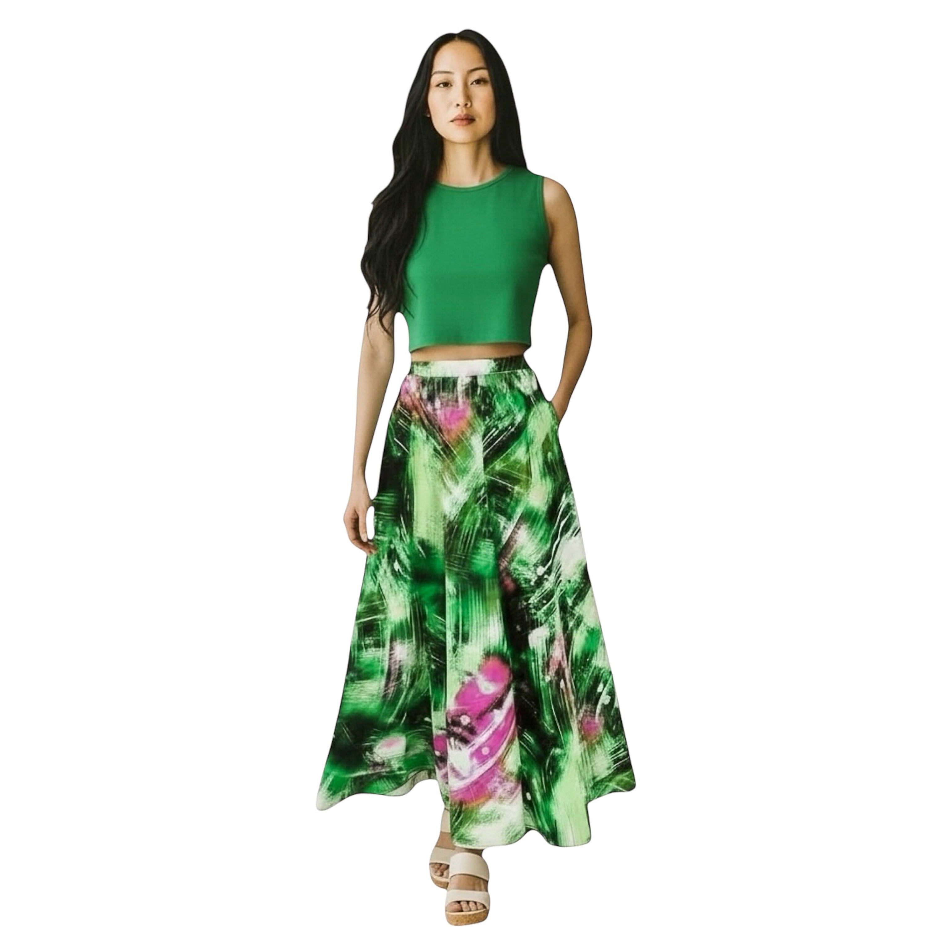Hues by Kui – Ankara Swirl Maxi Skirt (100% Cotton)