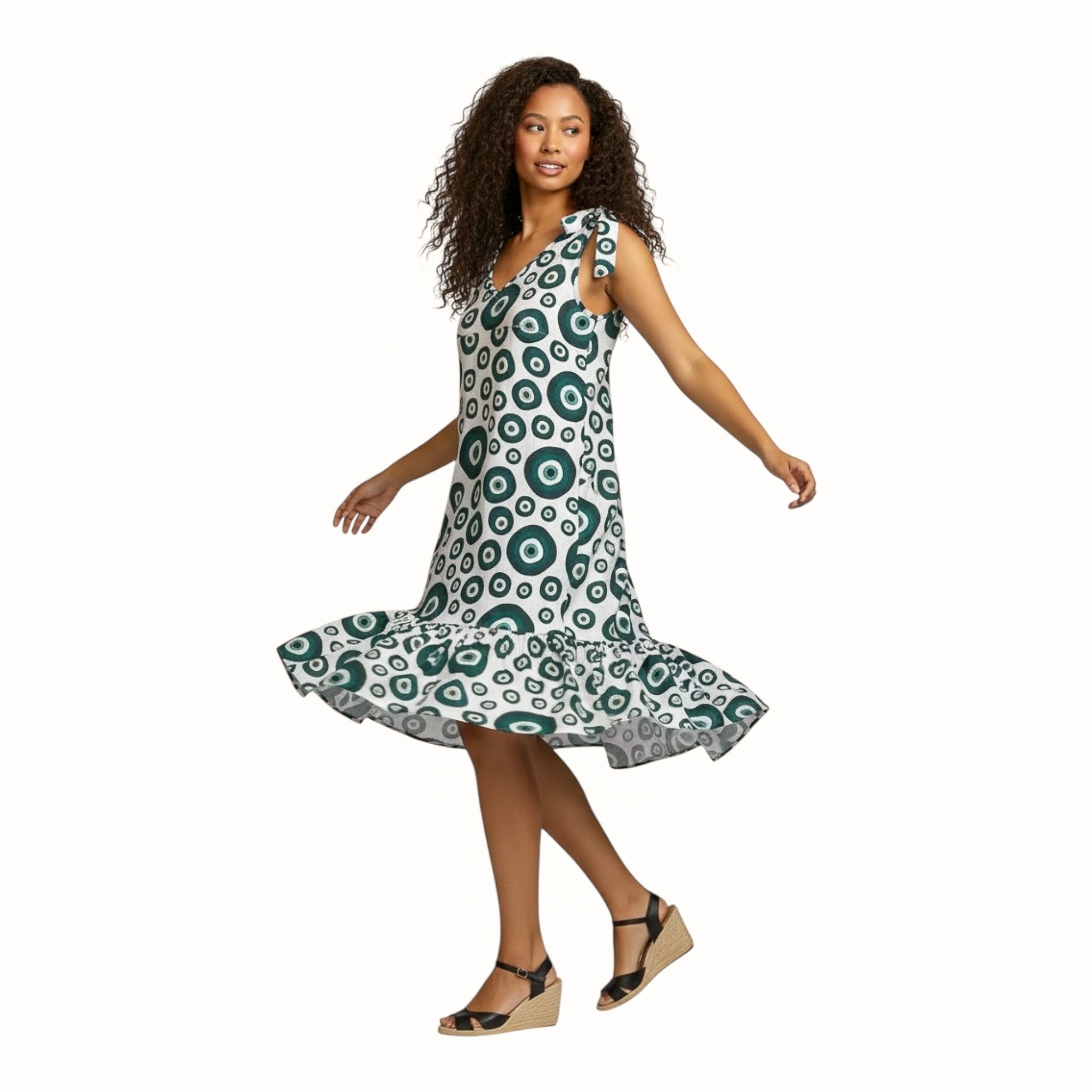 Zuri Cotton Midi Dress- Afro Print Resort Dress | Hues by Kui