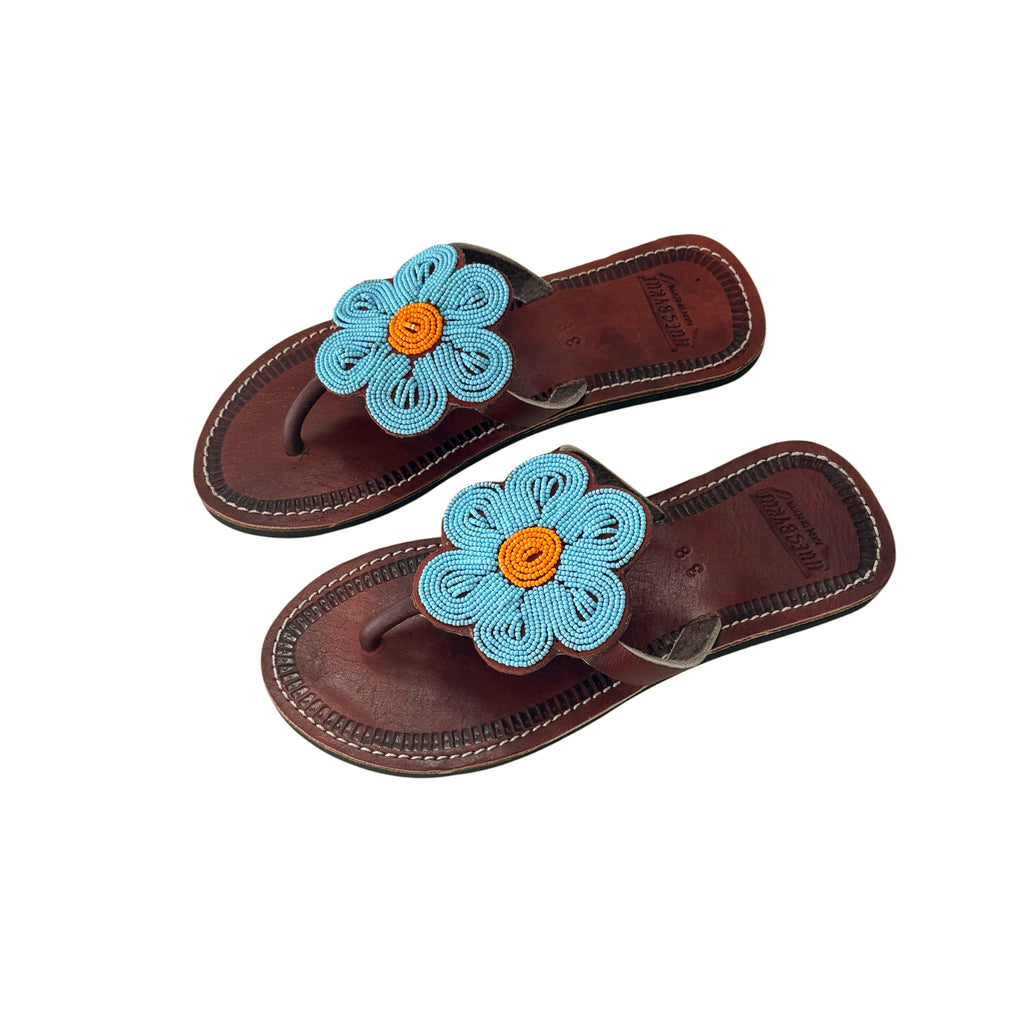 Top view of maua handcrafted African leather sandals